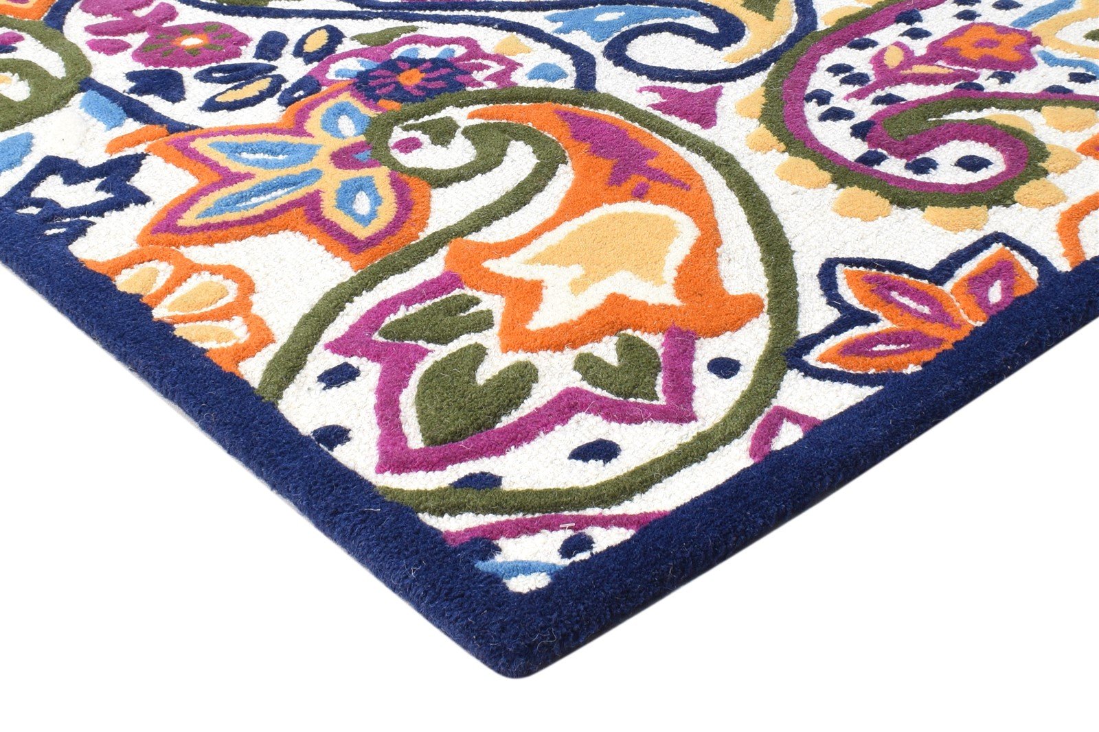 Wool Multi Color Rug 4X6 Modern Hand Tufted European Paisley Room Size Carpet 