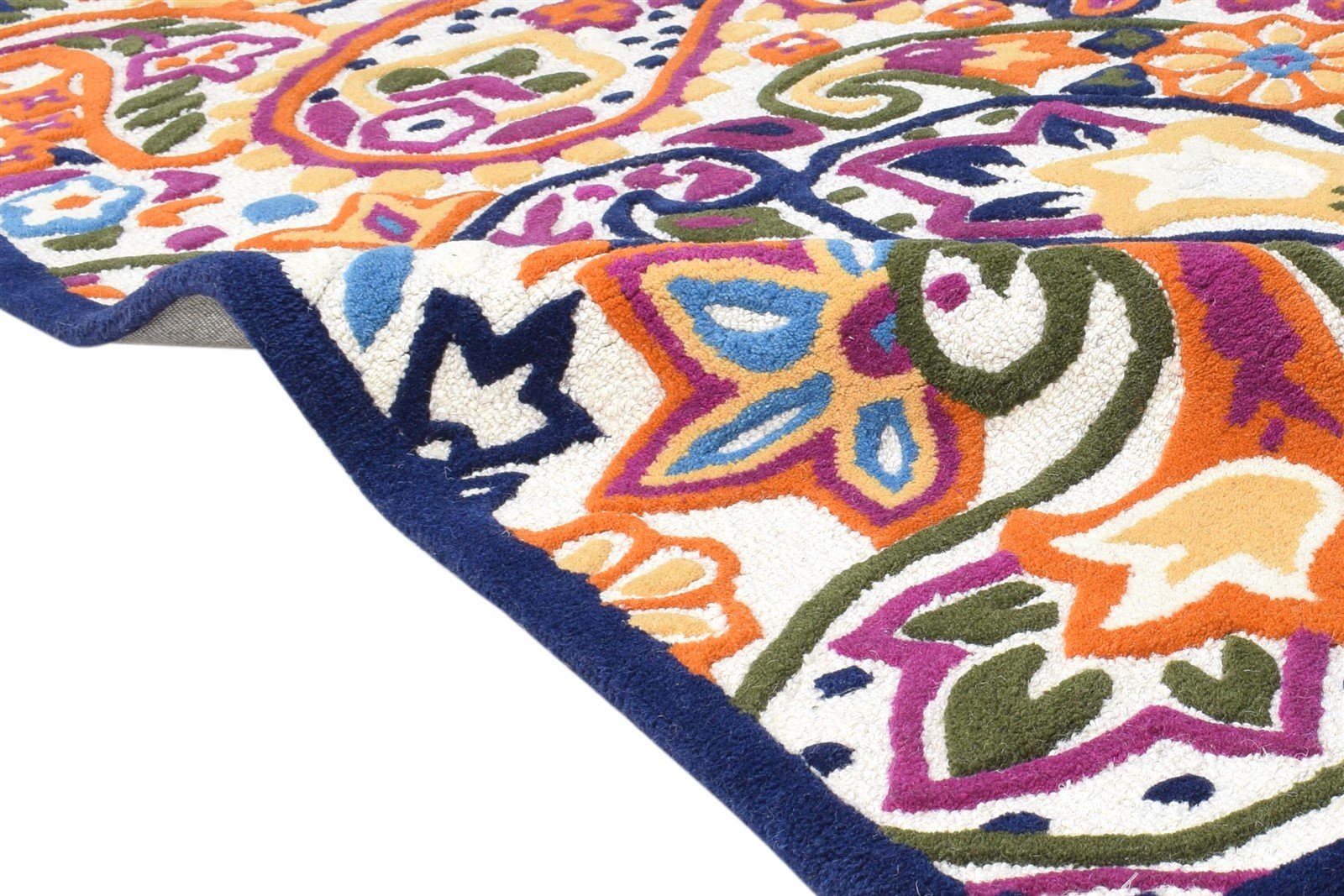 Wool Multi Color Rug 4X6 Modern Hand Tufted European Paisley Room Size Carpet 