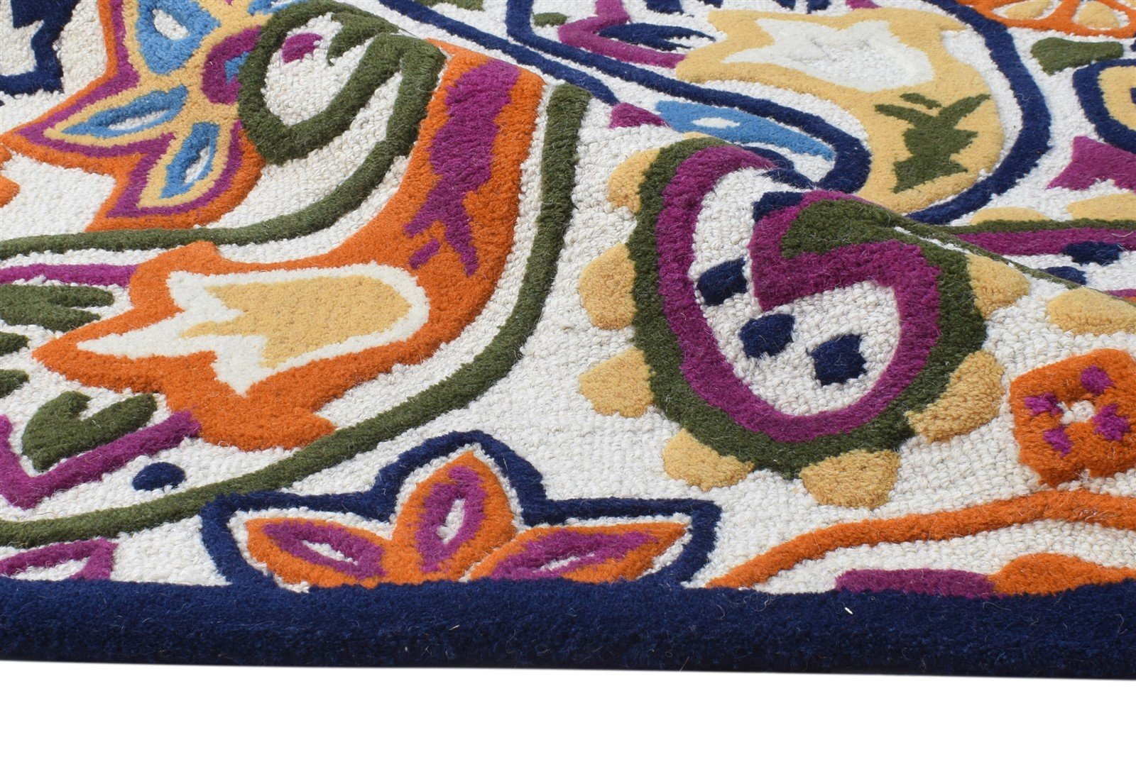 Wool Multi Color Rug 4X6 Modern Hand Tufted European Paisley Room Size Carpet 