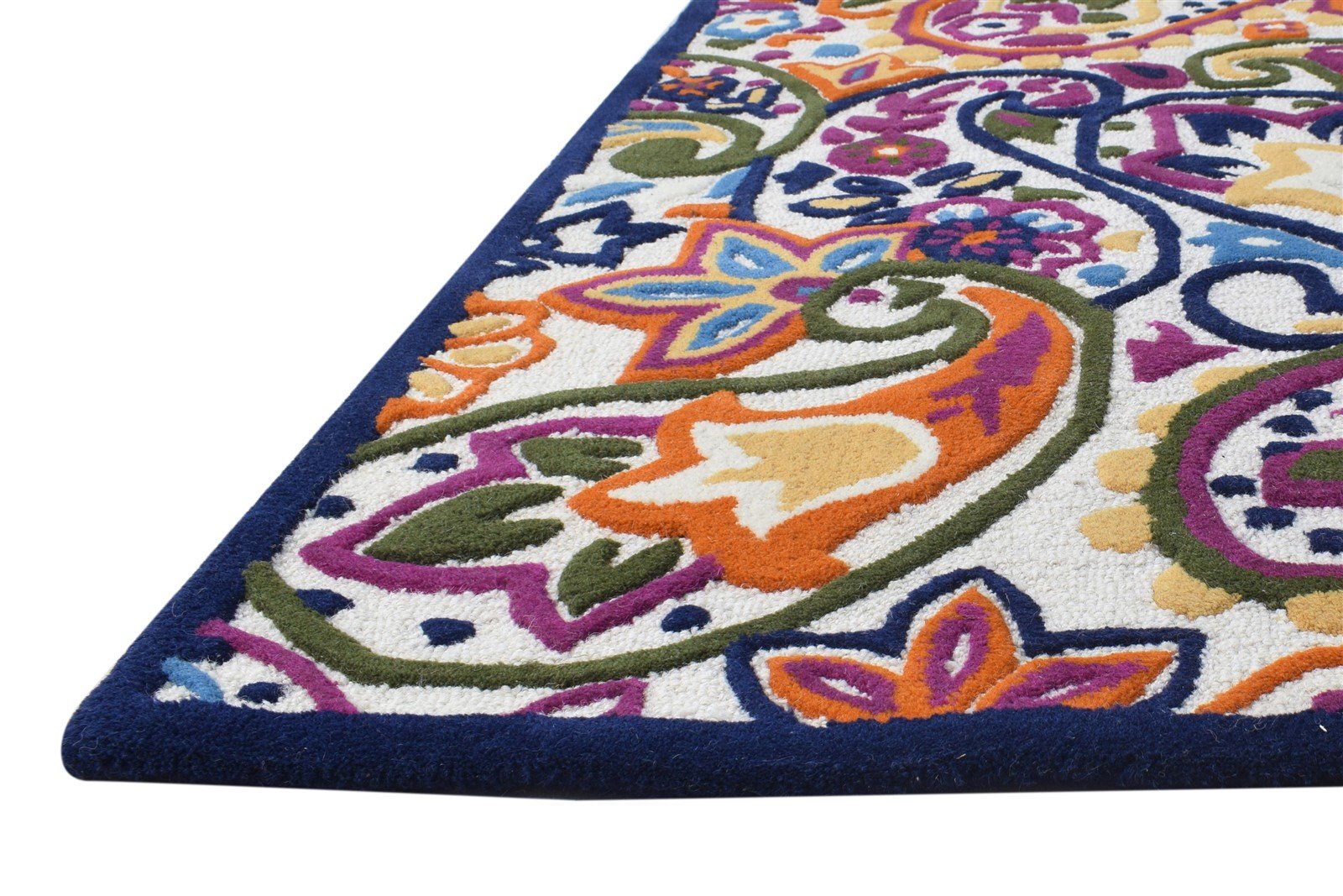 Wool Multi Color Rug 4X6 Modern Hand Tufted European Paisley Room Size Carpet 