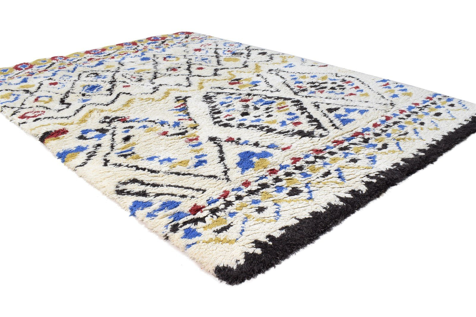 Off-White Wool Rug 4' X 6' Modern Hand Tufted Moroccan Abstract Room Size Carpet 