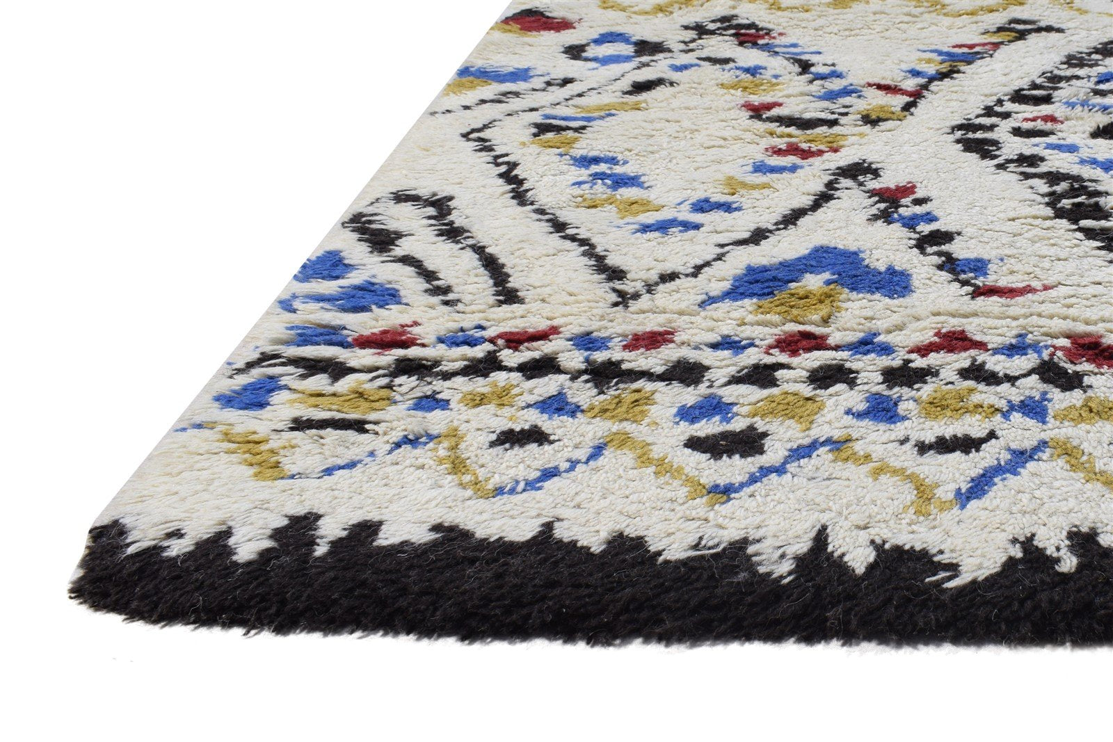 Off-White Wool Rug 4' X 6' Modern Hand Tufted Moroccan Abstract Room Size Carpet 