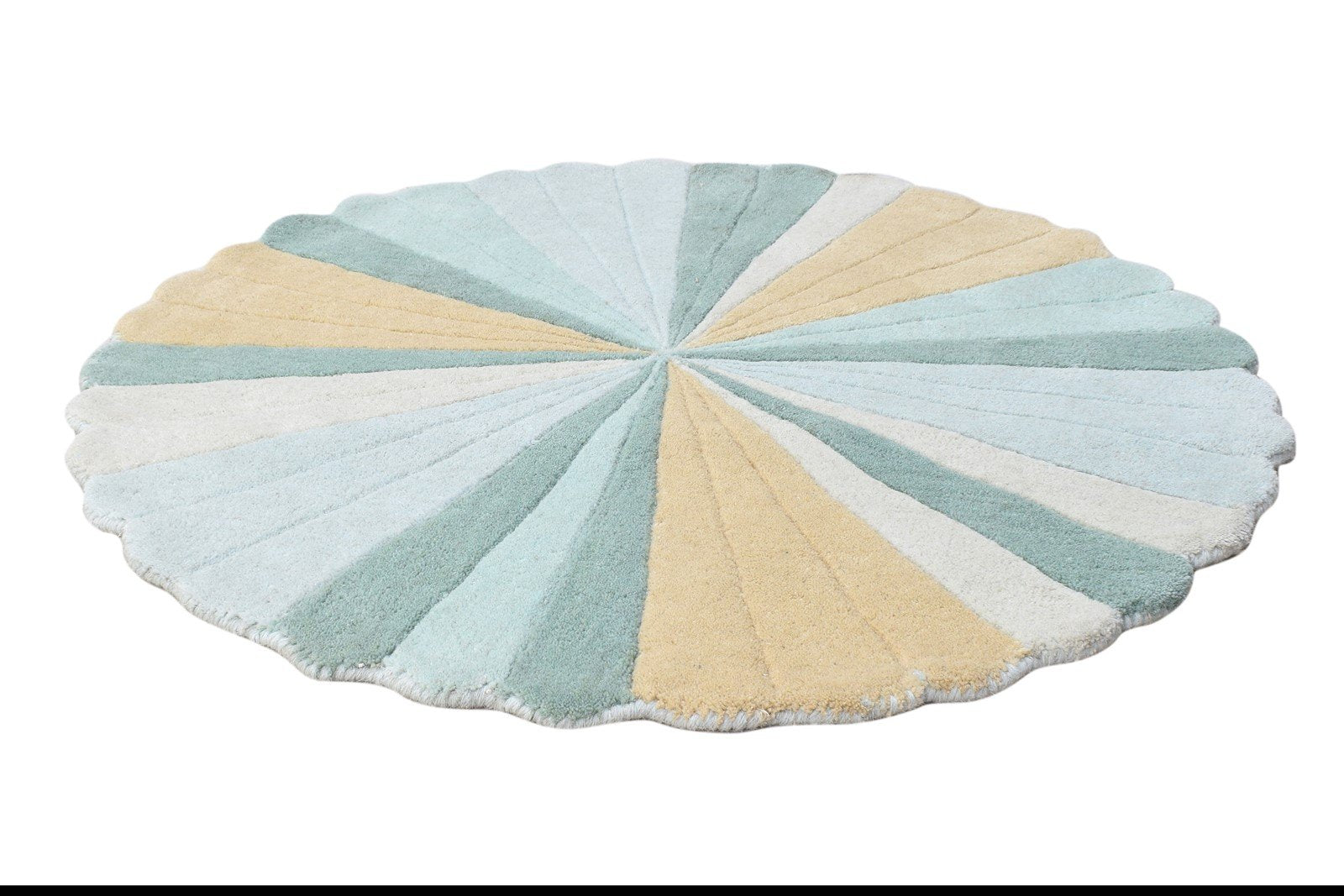 Hand Tufted Blue Wool Rug 3' X 3' Modern Scandinavian Abstract Room Size Round 