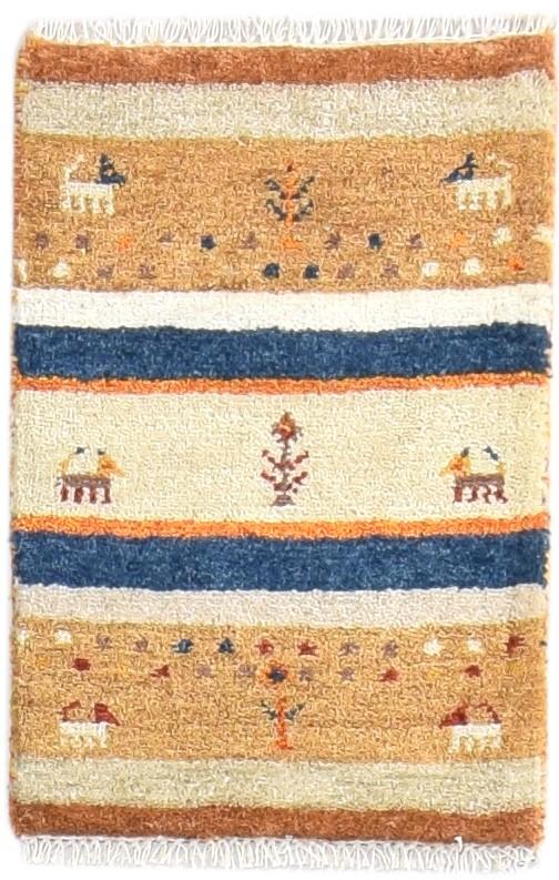 Wool Beige Rug 1' X 2' Southwestern Hand Knotted American Tribal Small Carpet 