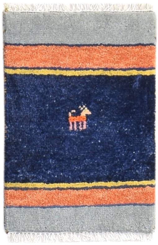 Hand Knotted Navy Blue Wool Rug 1X2 Southwestern American Tribal Small Carpet 