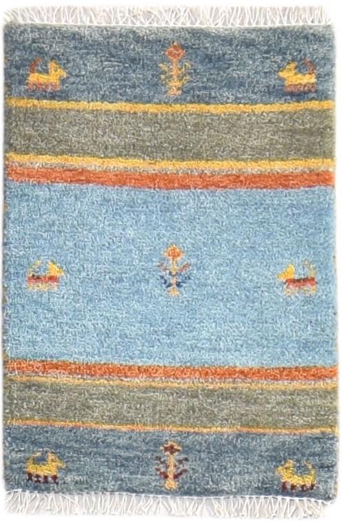 Blue Wool Rug 1' X 2' Southwestern Hand Knotted American Tribal Small Carpet 