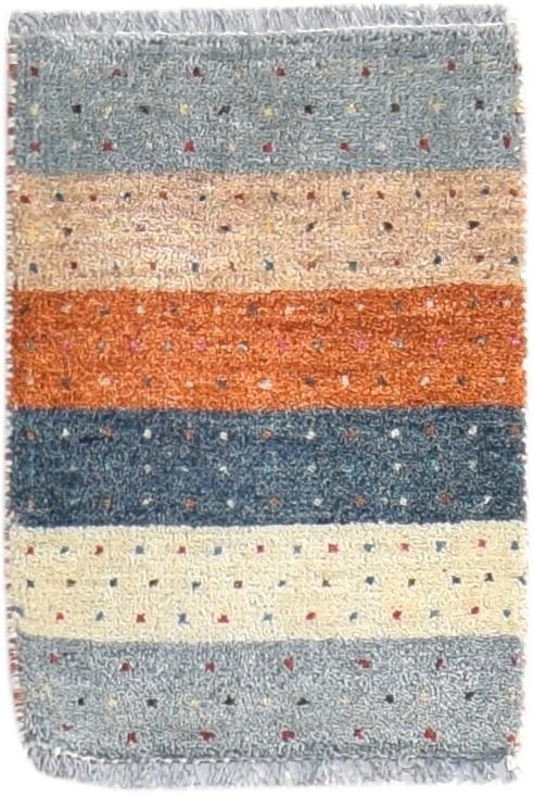 Wool Multi Color Rug 1X2 Southwestern Hand Knotted Gabbeh Striped Small Carpet 