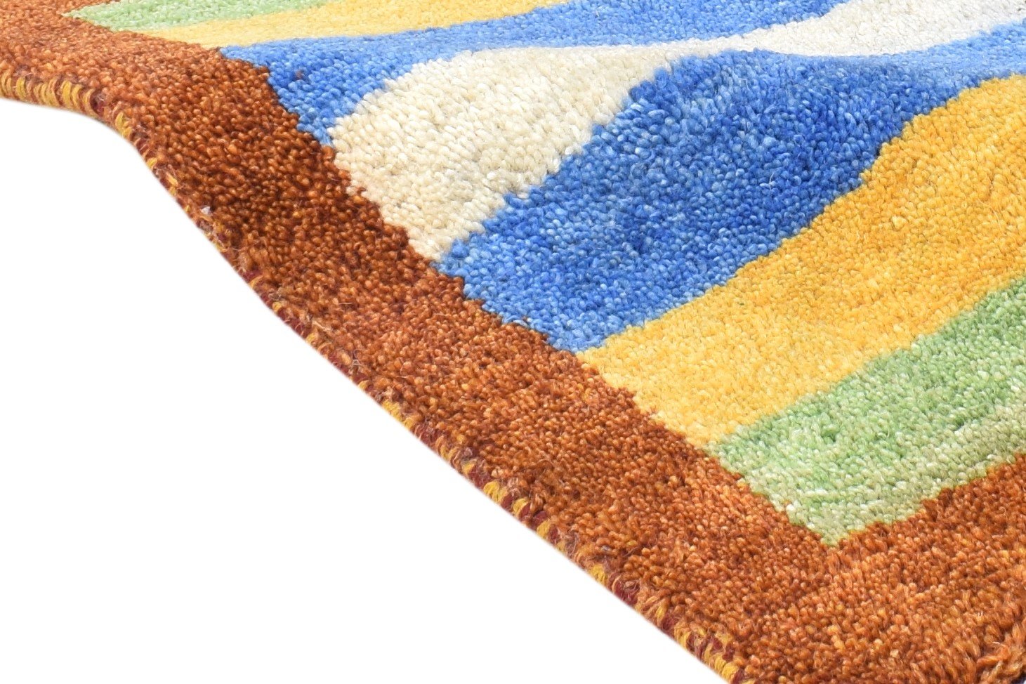 Hand Knotted Multi Color Wool Rug 1X2 Southwestern Gabbeh Striped Small Carpet 