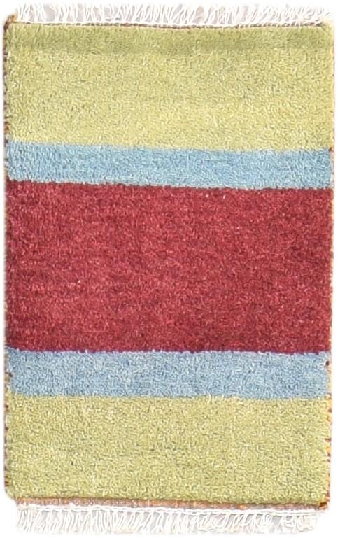 1' X 2' Rug Wool Red Southwestern Hand Knotted Gabbeh Striped Small Carpet 