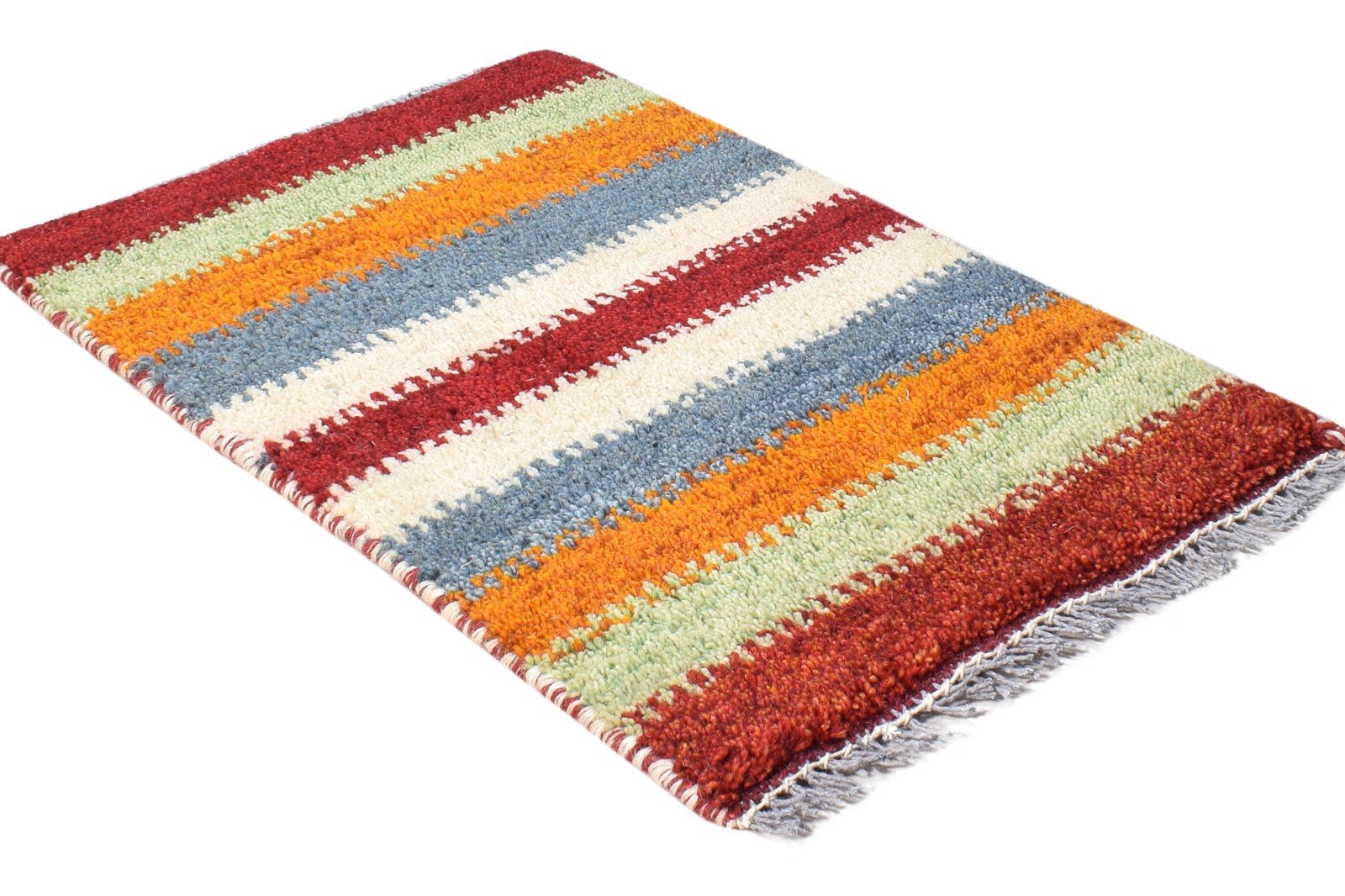 1X2 Rug Wool Multi Color Southwestern Hand Knotted Gabbeh Striped Small Carpet 