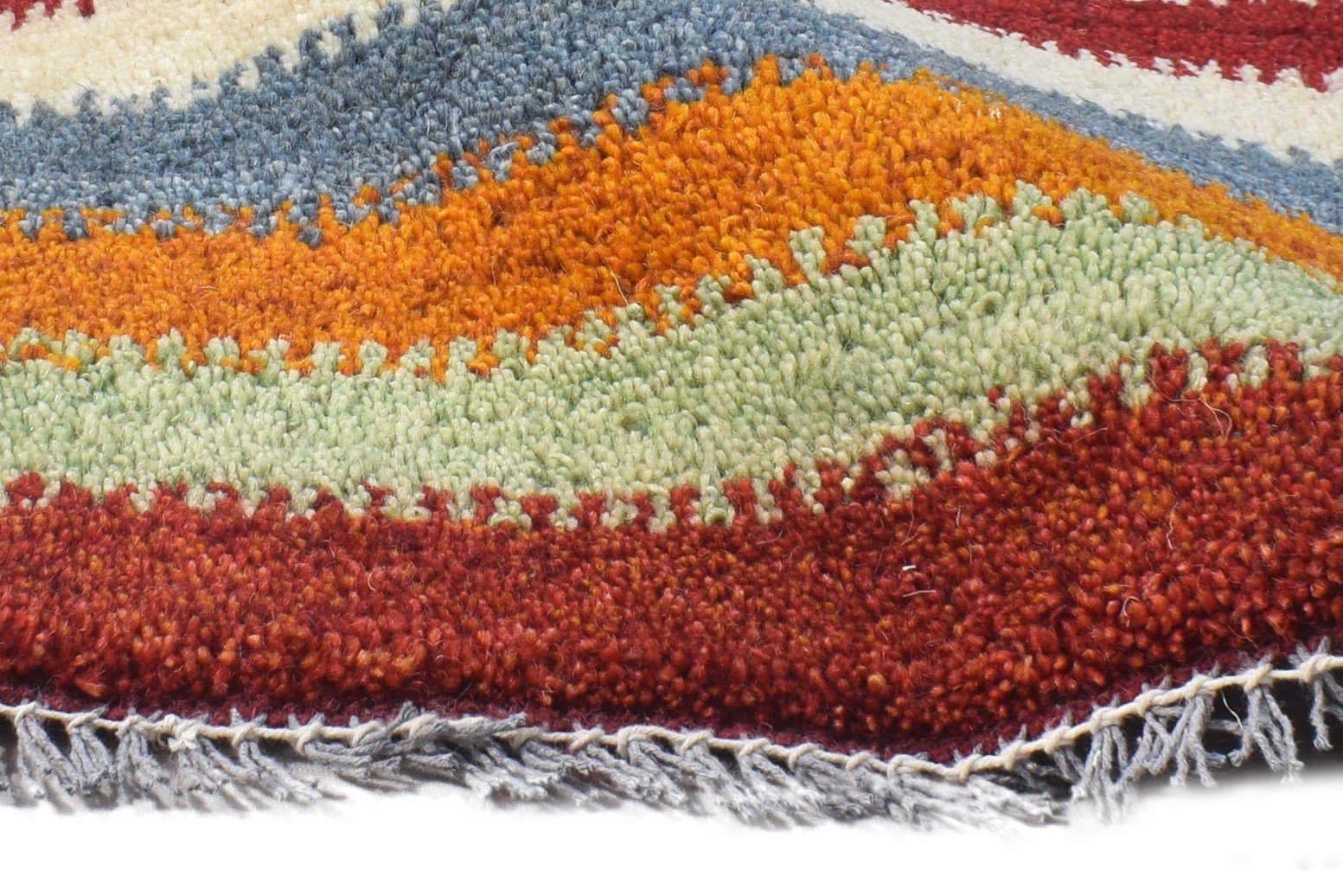 1X2 Rug Wool Multi Color Southwestern Hand Knotted Gabbeh Striped Small Carpet 