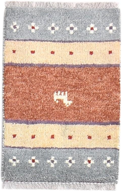 Wool Brown Rug 1' X 2' Southwestern Hand Knotted American Tribal Small Carpet 