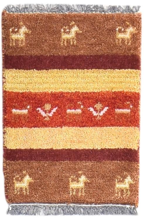 Brown Wool Rug 1' X 2' Southwestern Hand Knotted American Tribal Small Carpet 