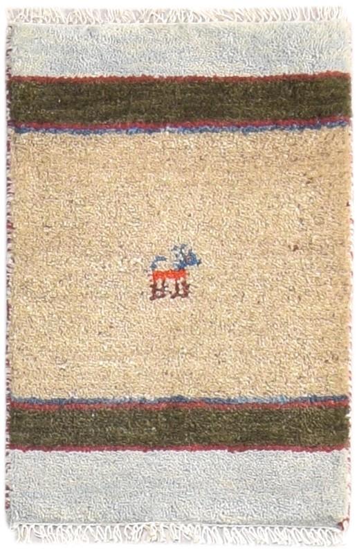 Hand Knotted Beige Wool Rug 1' X 2' Southwestern American Tribal Small Carpet 