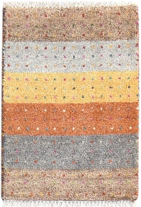 Multi Color Wool Rug 1X2 Southwestern Hand Knotted Gabbeh Striped Small Carpet 