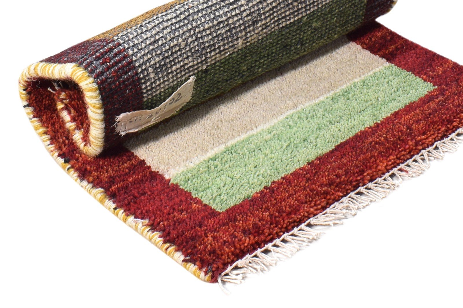 Multi Color Wool Rug 1X2 Southwestern Hand Knotted Gabbeh Striped Small Carpet 