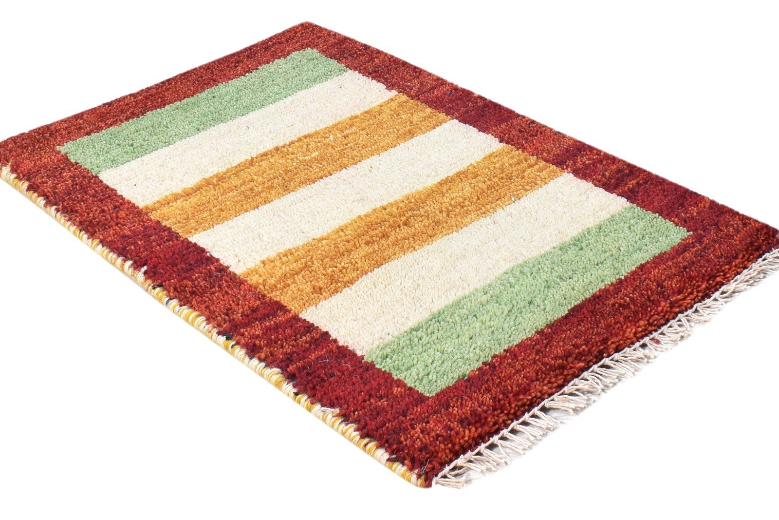 Multi Color Wool Rug 1X2 Southwestern Hand Knotted Gabbeh Striped Small Carpet 