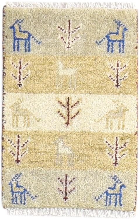 1' X 2' Rug Wool Beige Southwestern Hand Knotted American Tribal Small Carpet 