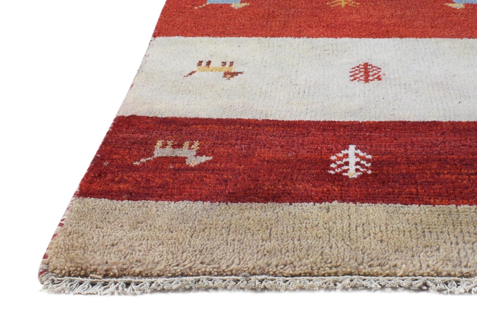 Ivory Wool Rug 2' X 3' Southwestern Hand Knotted American Tribal Small Carpet 