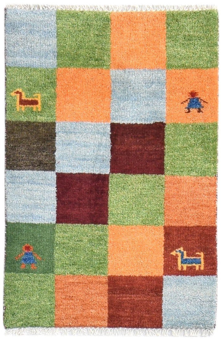 Hand Knotted Multi Color Wool Rug 2X3 Southwestern American Tribal Small Carpet 