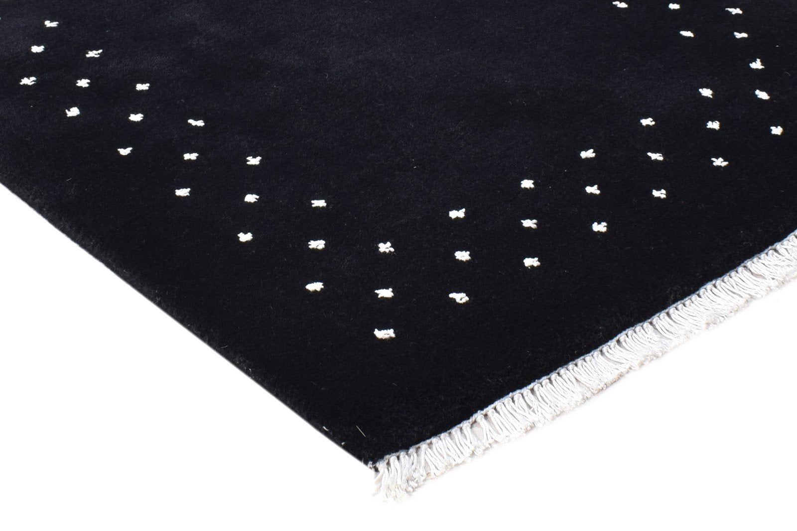 Hand Knotted Black Wool Rug 2' X 3' Modern Scandinavian Bordered Small Carpet 