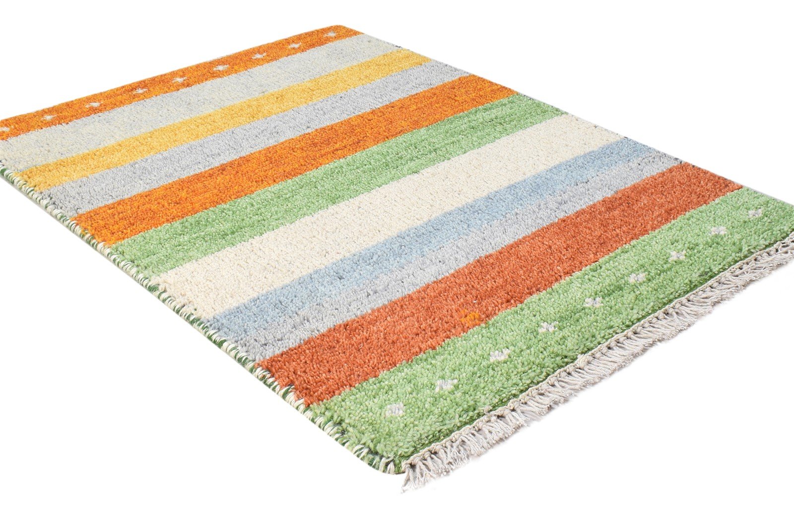 Multi Color Wool Rug 2X3 Southwestern Hand Knotted Gabbeh Striped Small Carpet 