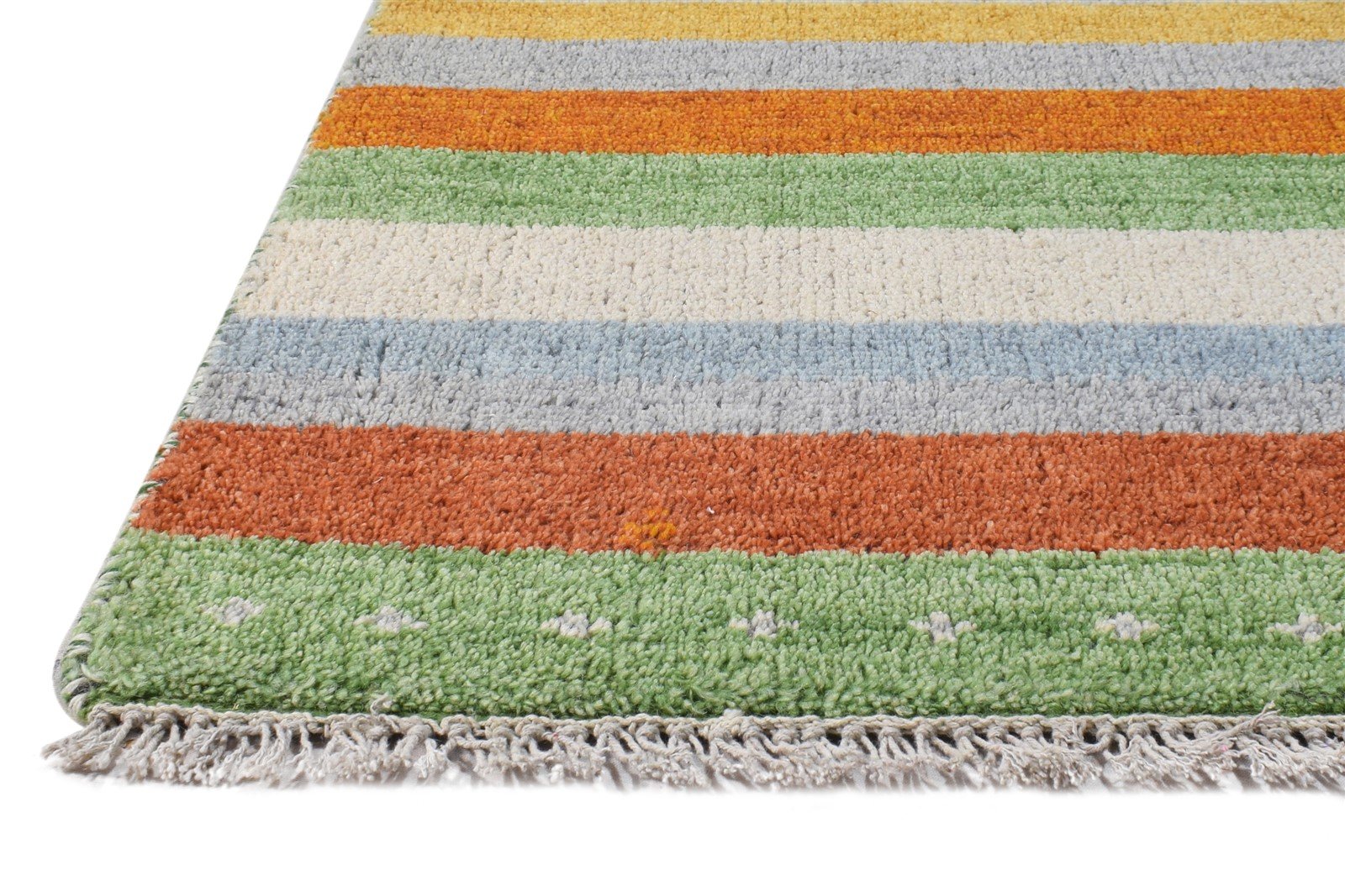 Multi Color Wool Rug 2X3 Southwestern Hand Knotted Gabbeh Striped Small Carpet 