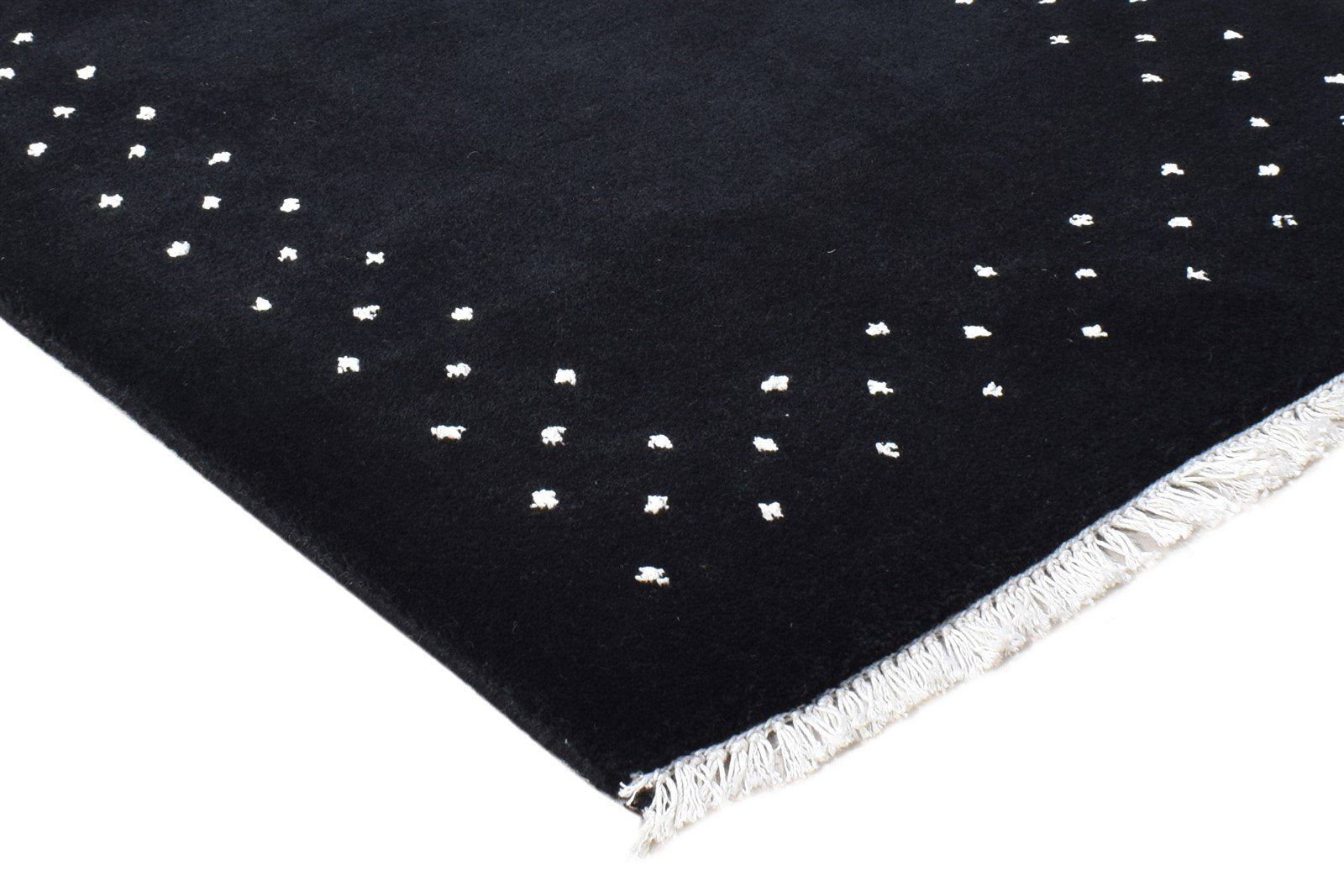 Wool Black Rug 2' X 3' Modern Hand Knotted Scandinavian Bordered Small Carpet 