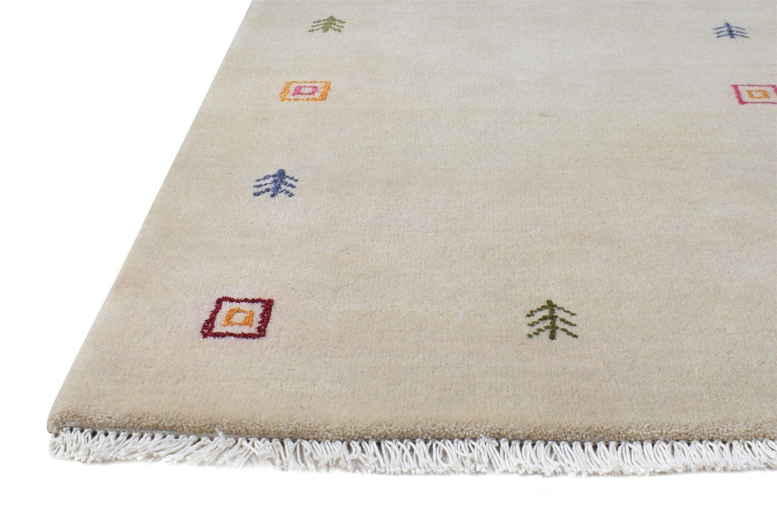 Beige Wool Rug 2' X 3' Southwestern Hand Knotted American Tribal Small Carpet 