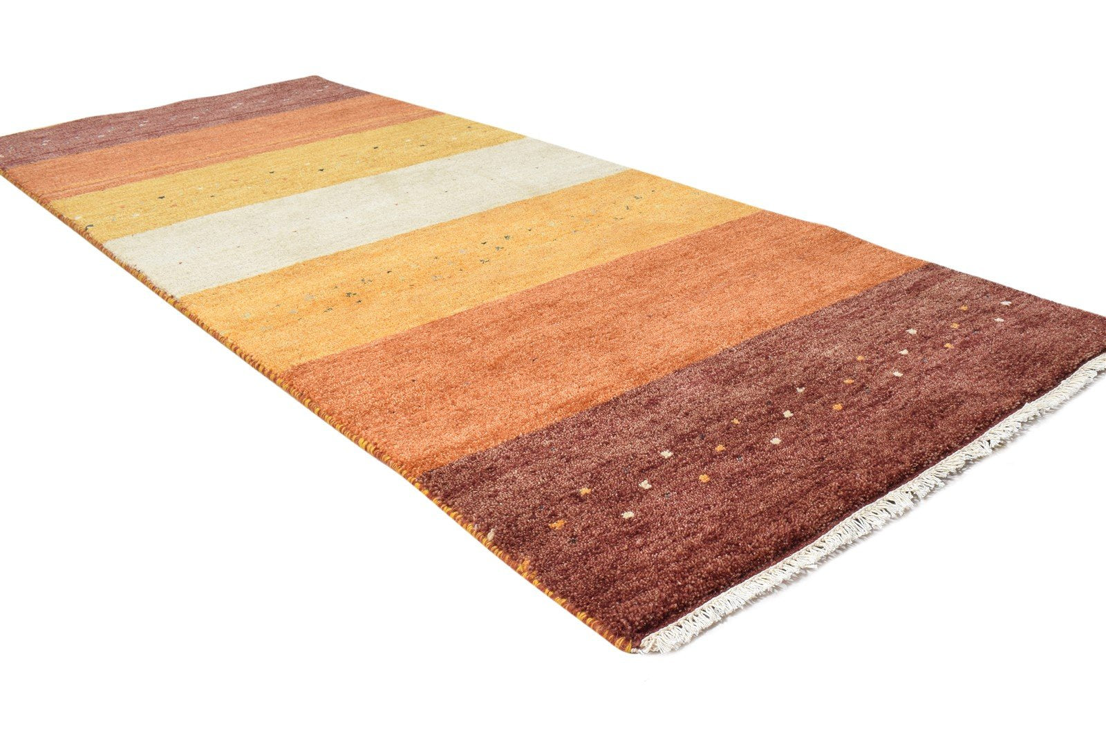 Rust Wool Rug 3' X 7' Southwestern Hand Knotted Gabbeh Striped Small Runner 