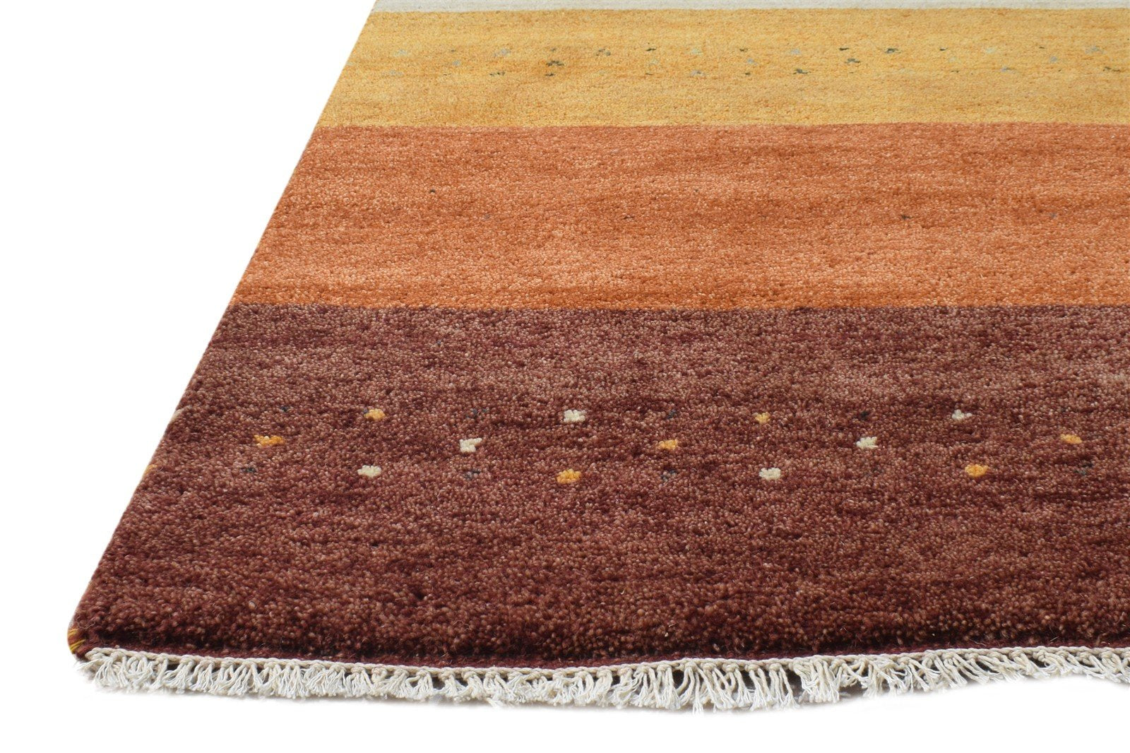 Rust Wool Rug 3' X 7' Southwestern Hand Knotted Gabbeh Striped Small Runner 