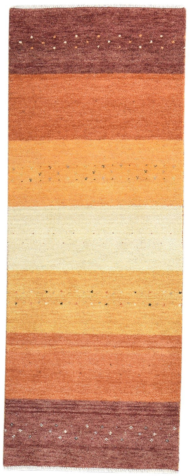 Rust Wool Rug 3' X 7' Southwestern Hand Knotted Gabbeh Striped Small Runner 