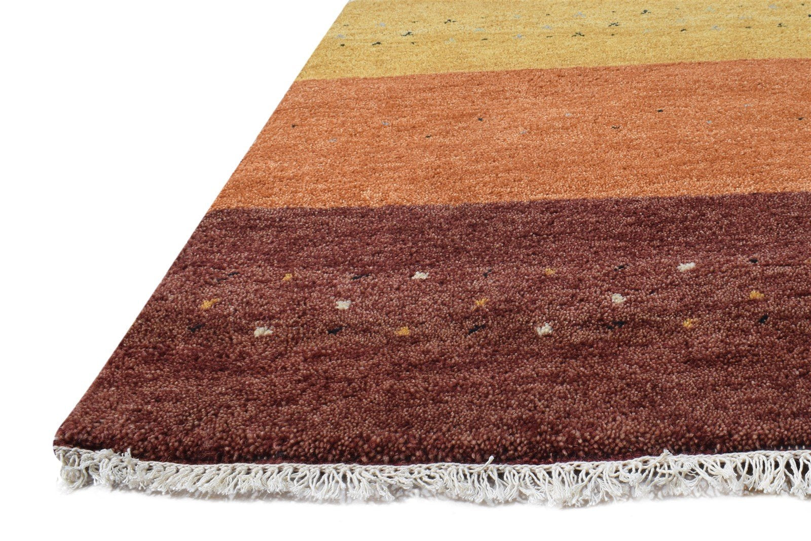 Wool Rust Rug 3' X 8' Southwestern Hand Knotted Gabbeh Striped Small Runner 