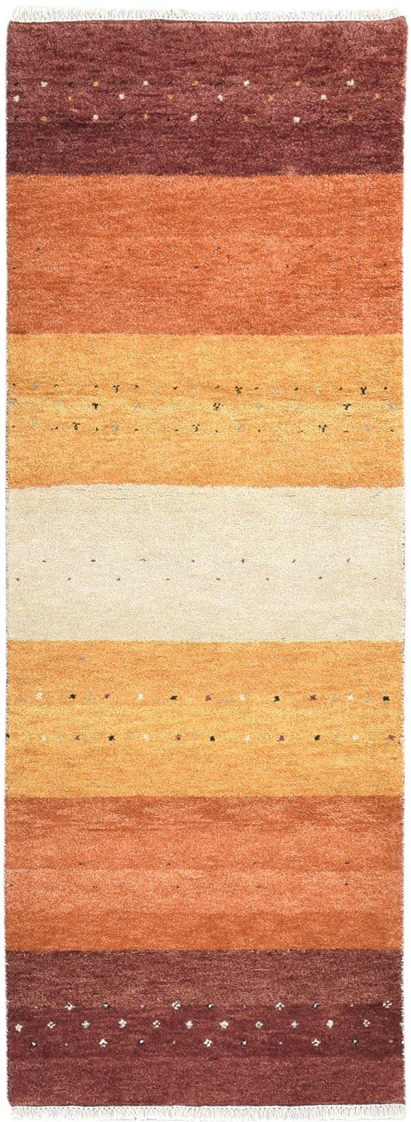 Wool Rust Rug 3' X 8' Southwestern Hand Knotted Gabbeh Striped Small Runner 