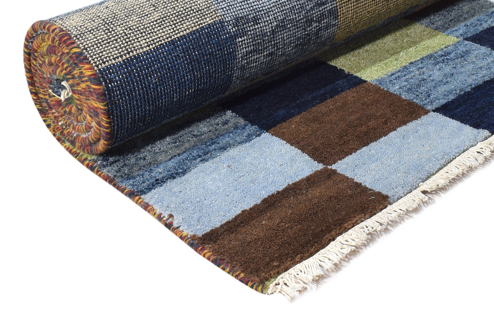 3X8 Rug Wool Multi Color Modern Hand Knotted Scandinavian Geometric Small Runner 