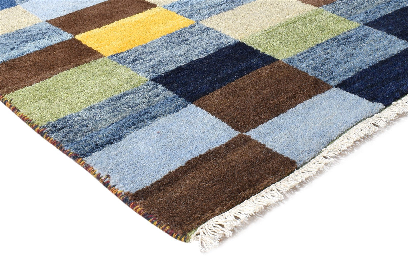 3X8 Rug Wool Multi Color Modern Hand Knotted Scandinavian Geometric Small Runner 