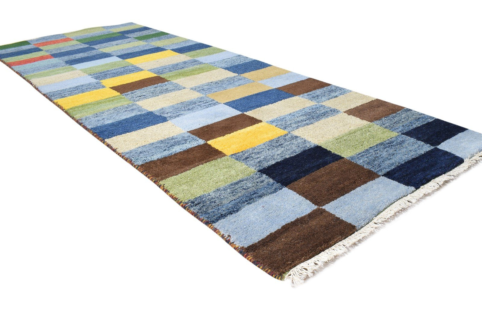 3X8 Rug Wool Multi Color Modern Hand Knotted Scandinavian Geometric Small Runner 