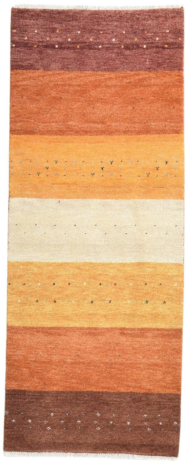 Hand Knotted Rust Wool Rug 3' X 7' Southwestern Gabbeh Striped Small Runner 