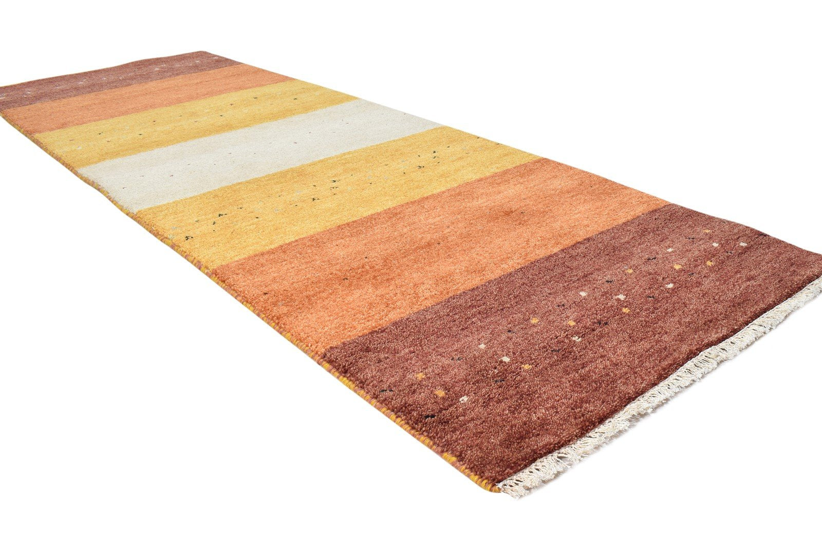 Rust Wool Rug 3' X 8' Southwestern Hand Knotted Gabbeh Striped Small Runner 