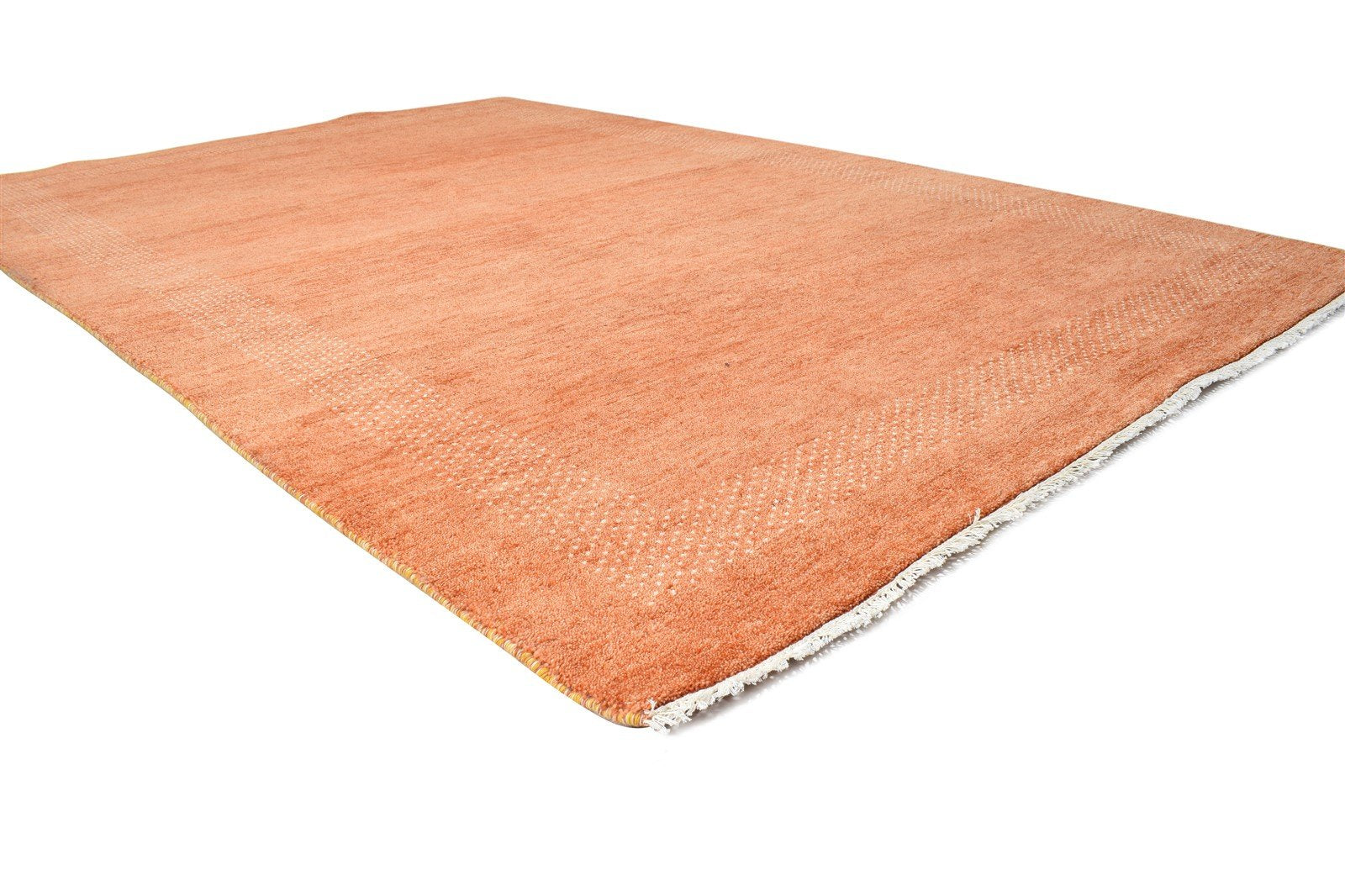 Hand Knotted Rust Wool Rug 7' X 10' Modern Scandinavian Solid Large Carpet 