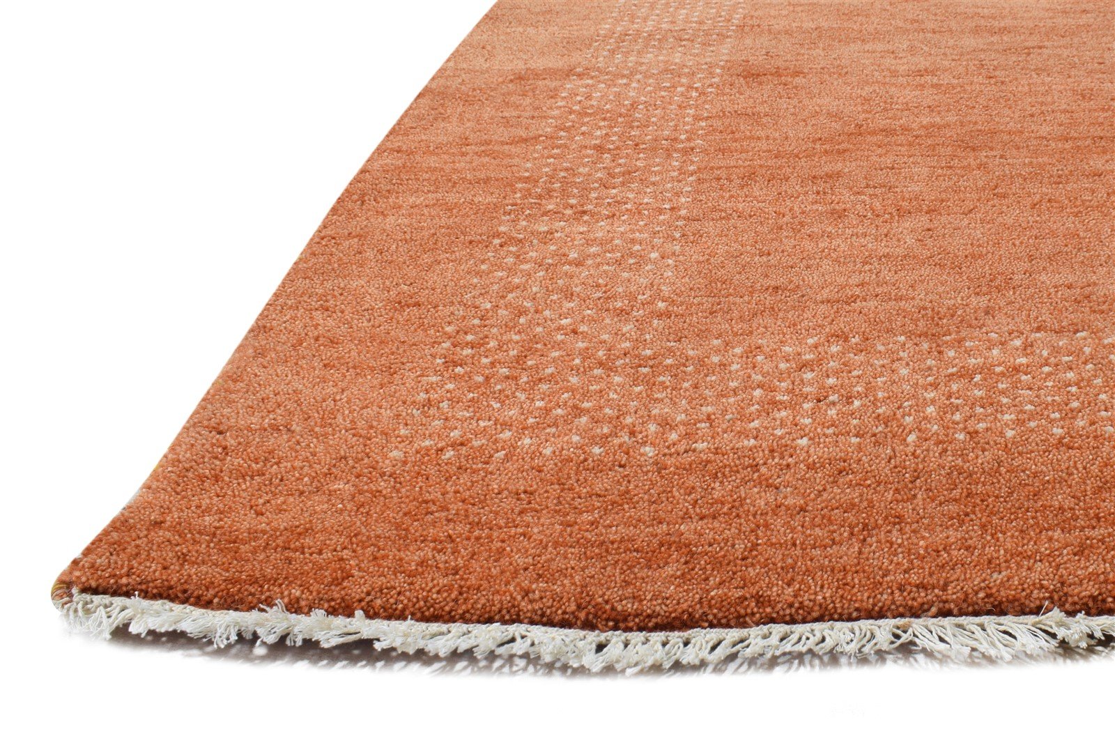 Hand Knotted Rust Wool Rug 7' X 10' Modern Scandinavian Solid Large Carpet 