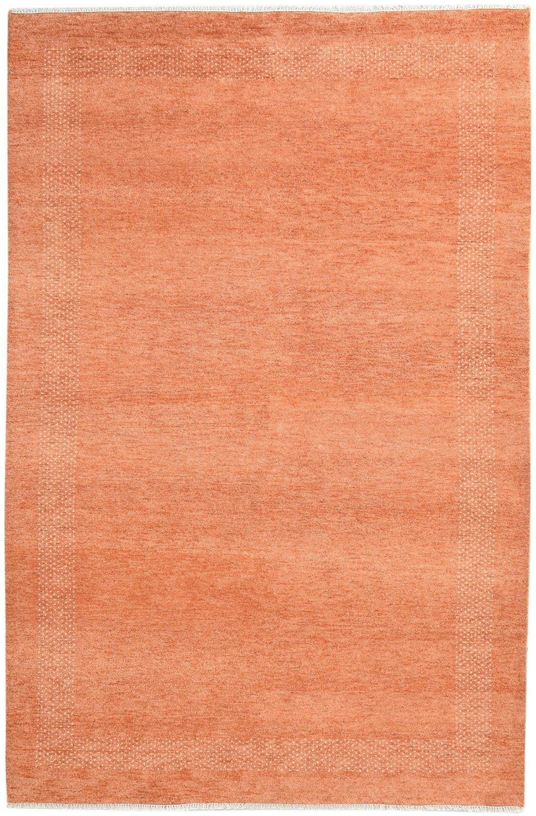 Hand Knotted Rust Wool Rug 7' X 10' Modern Scandinavian Solid Large Carpet 