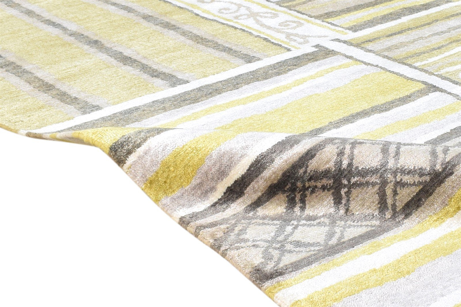 Hand Knotted Green Silk Rug 6' X 9' Modern Scandinavian Abstract Large Carpet  Area Rug 