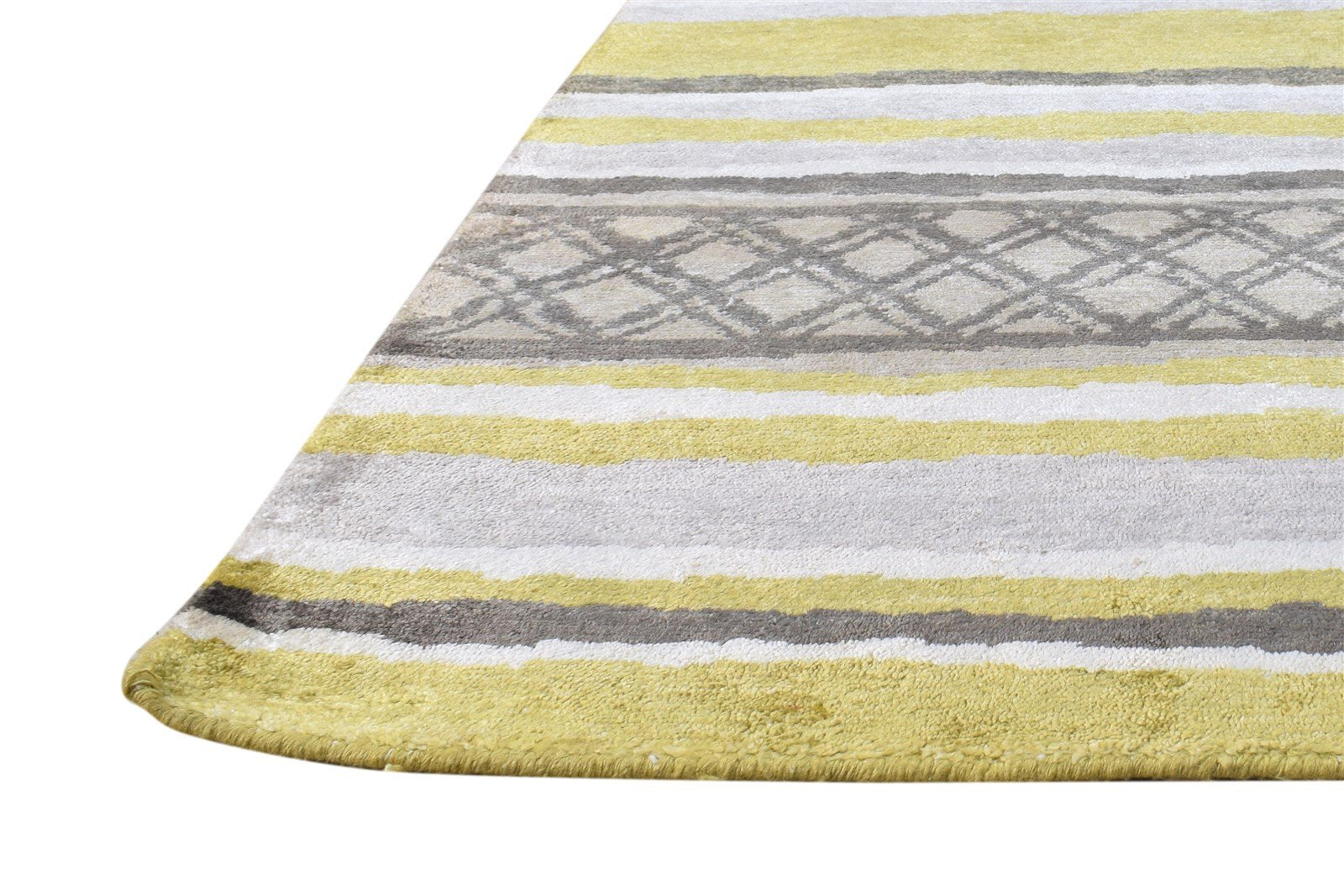 Hand Knotted Green Silk Rug 6' X 9' Modern Scandinavian Abstract Large Carpet  Area Rug 