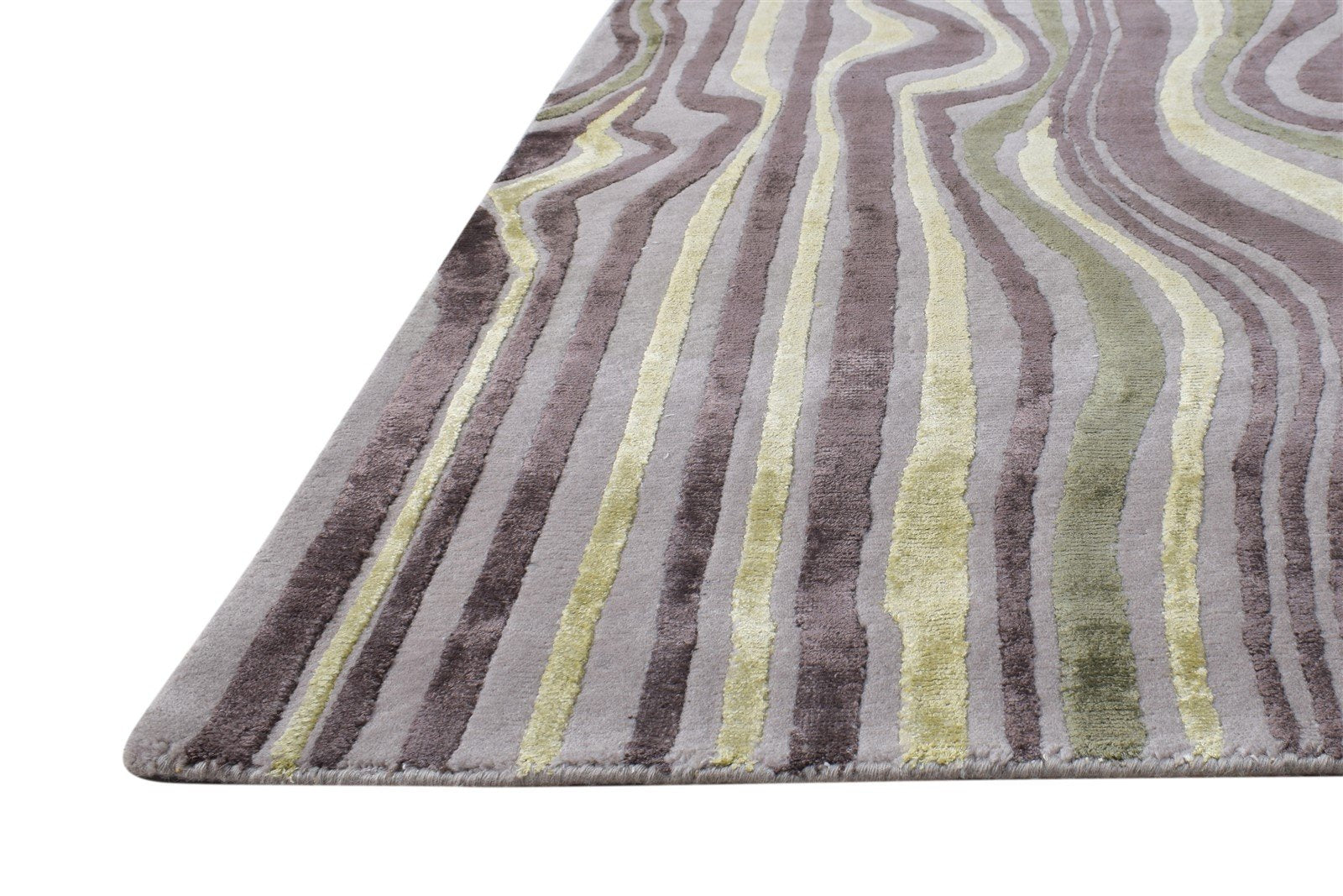 Grey Wool / Silk Rug 6X9 Modern Hand Knotted American Swirls Room Size Carpet 