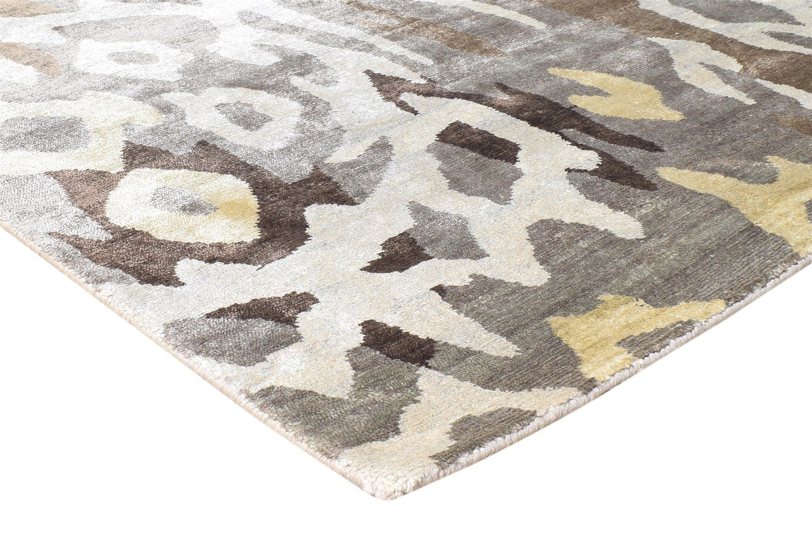 Silk Grey Rug 6X9 Modern Hand Knotted Scandinavian Abstract Room Size Carpet 