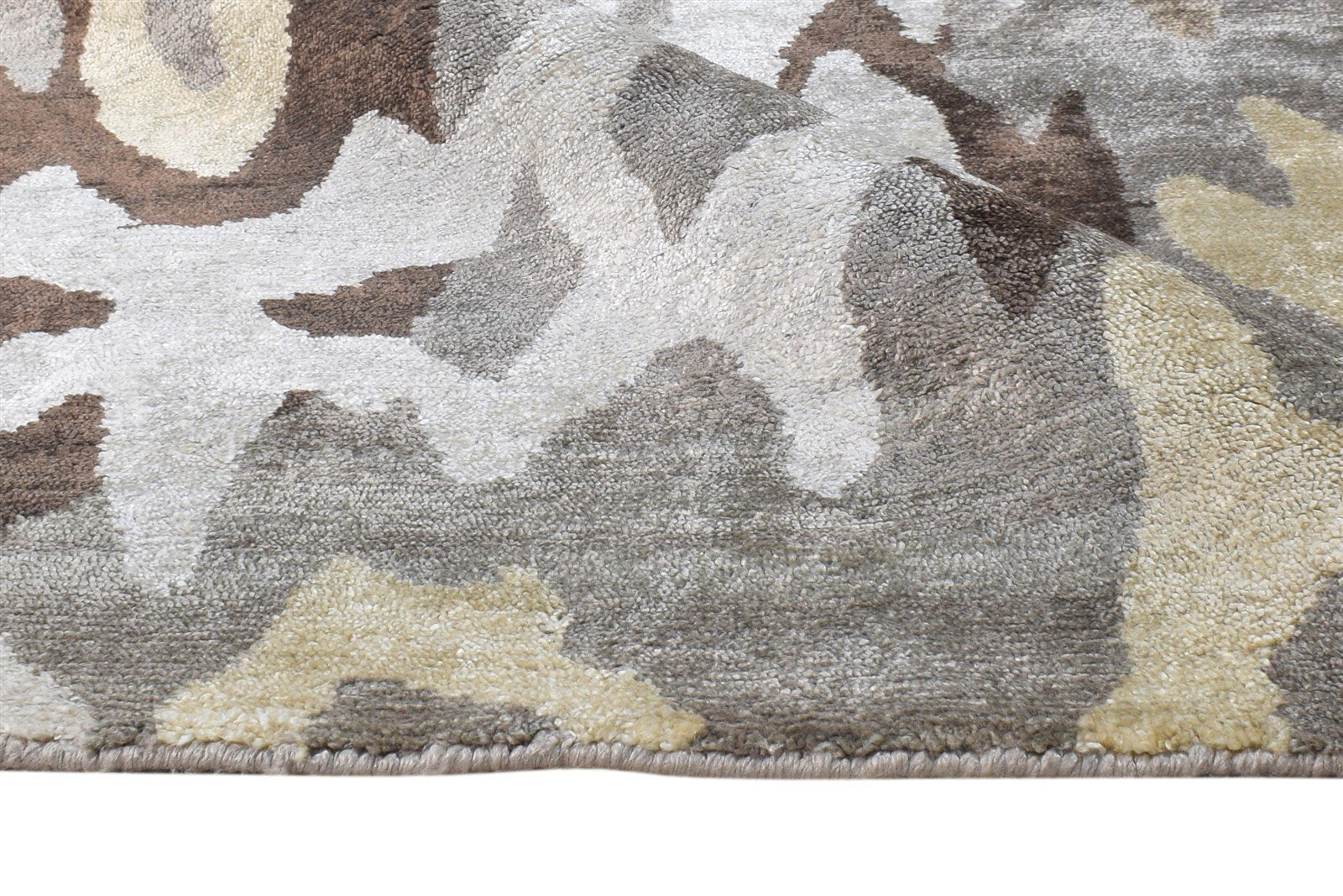 Silk Grey Rug 6X9 Modern Hand Knotted Scandinavian Abstract Room Size Carpet 