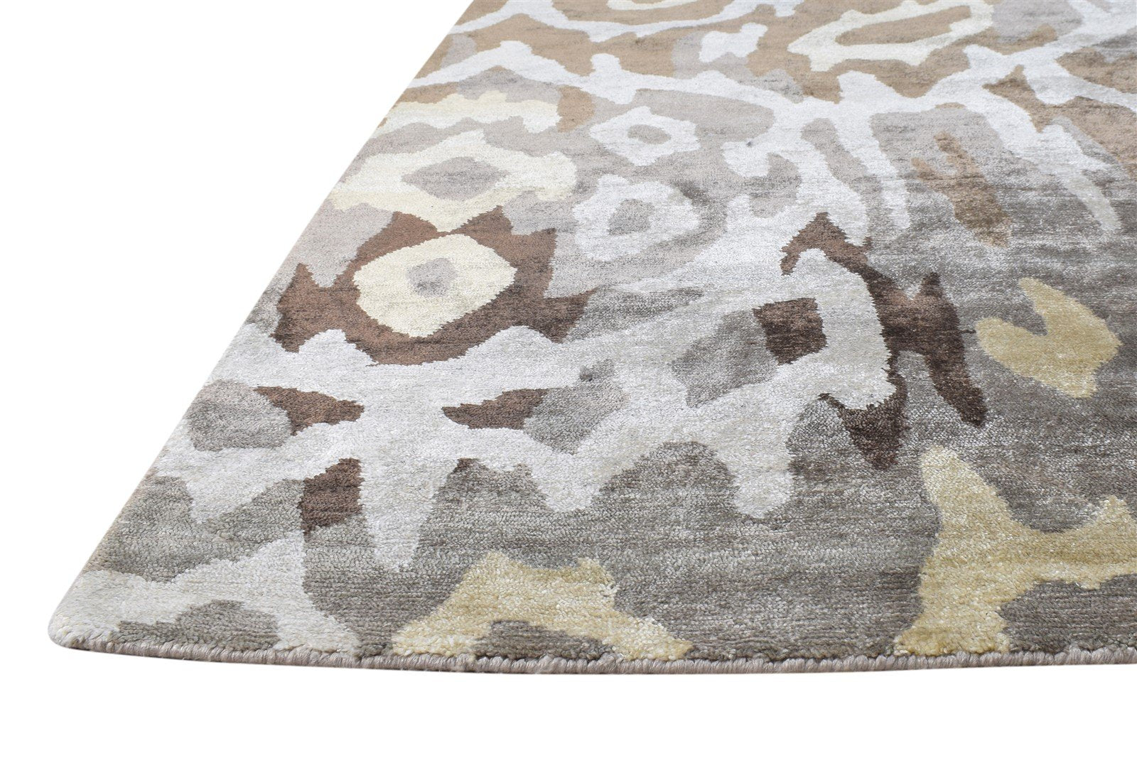 Silk Grey Rug 6X9 Modern Hand Knotted Scandinavian Abstract Room Size Carpet 