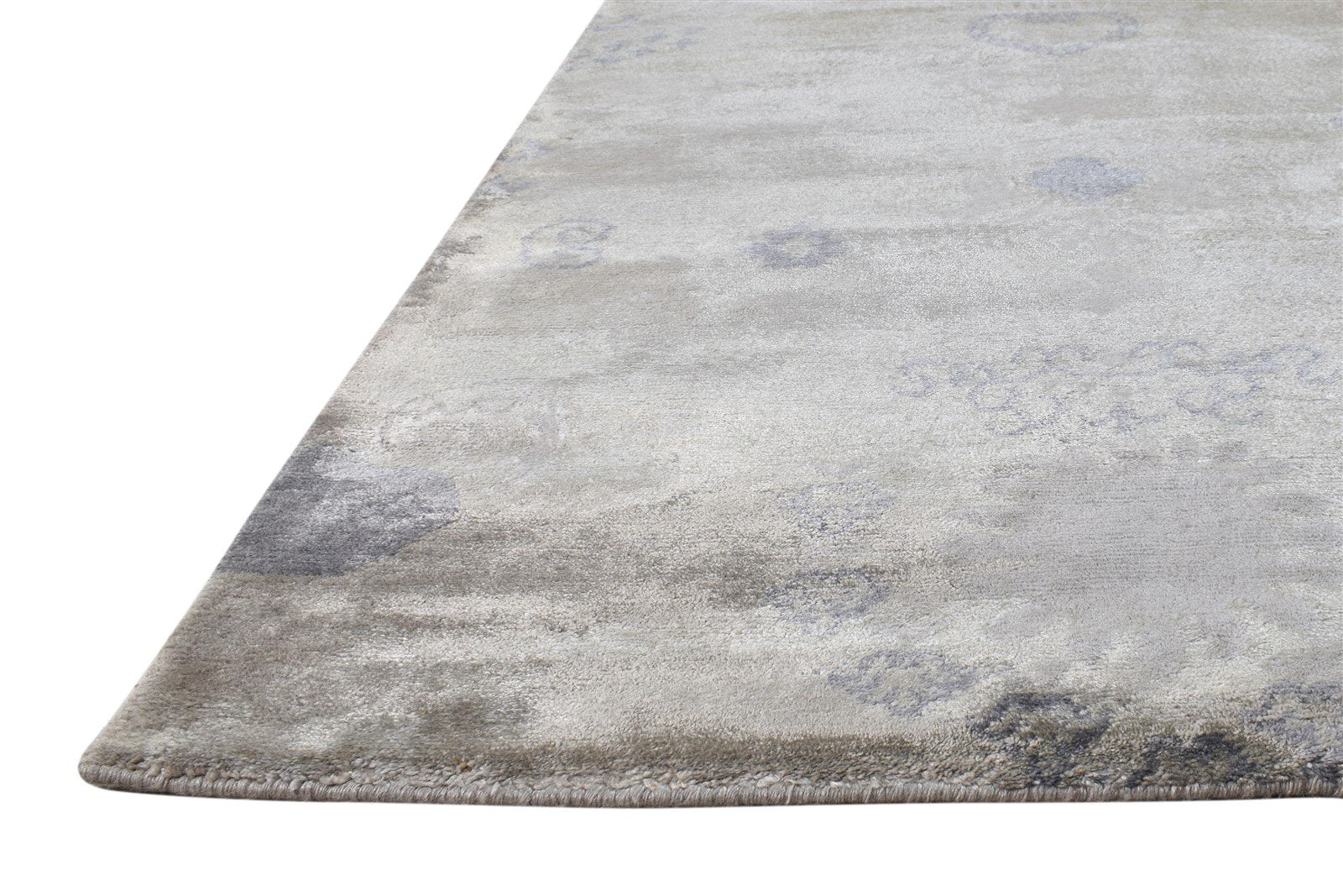 Grey Silk Rug 6' X 8' Modern Hand Knotted American Abstract Room Size Carpet 