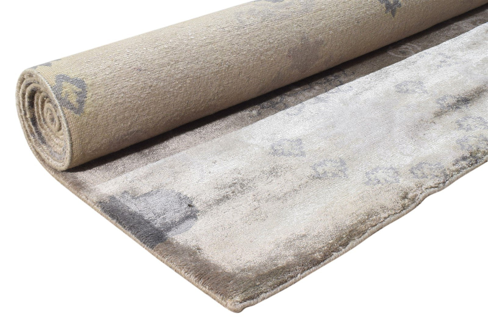 Hand Knotted Grey Silk Rug 6' X 8' Modern American Abstract Room Size Carpet  Area Rug 